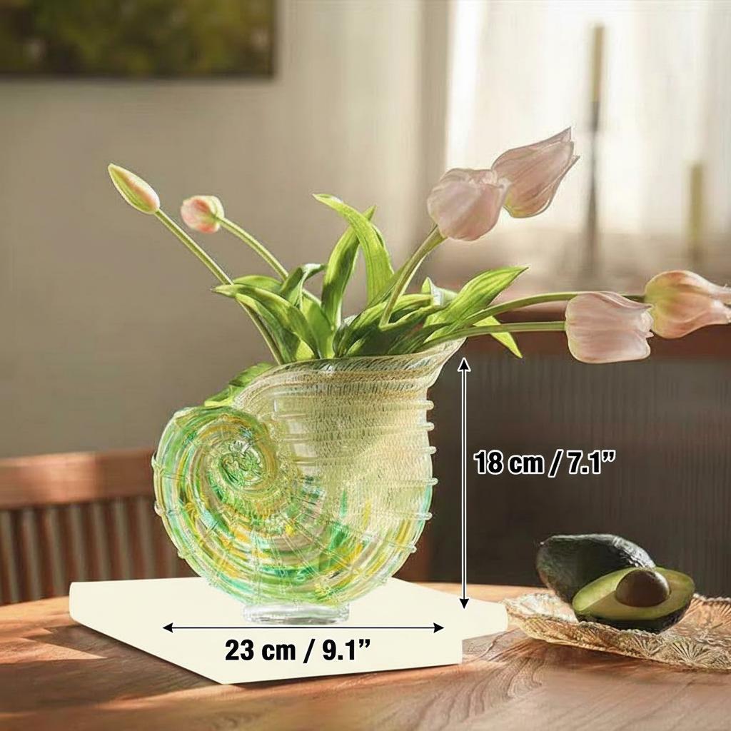 Dimensions of art glass shell vase
