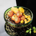 Green and amber gradient glass fruit bowl with honeycomb texture