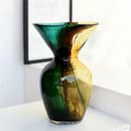 Green And Amber Swirl Glass Vase