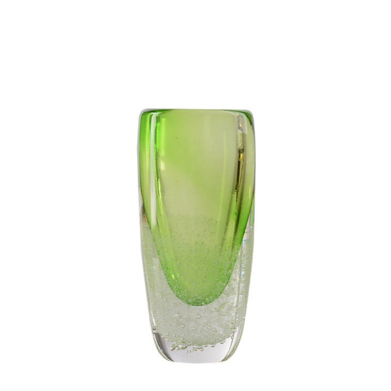 Medium green glass cylinder vase front view
