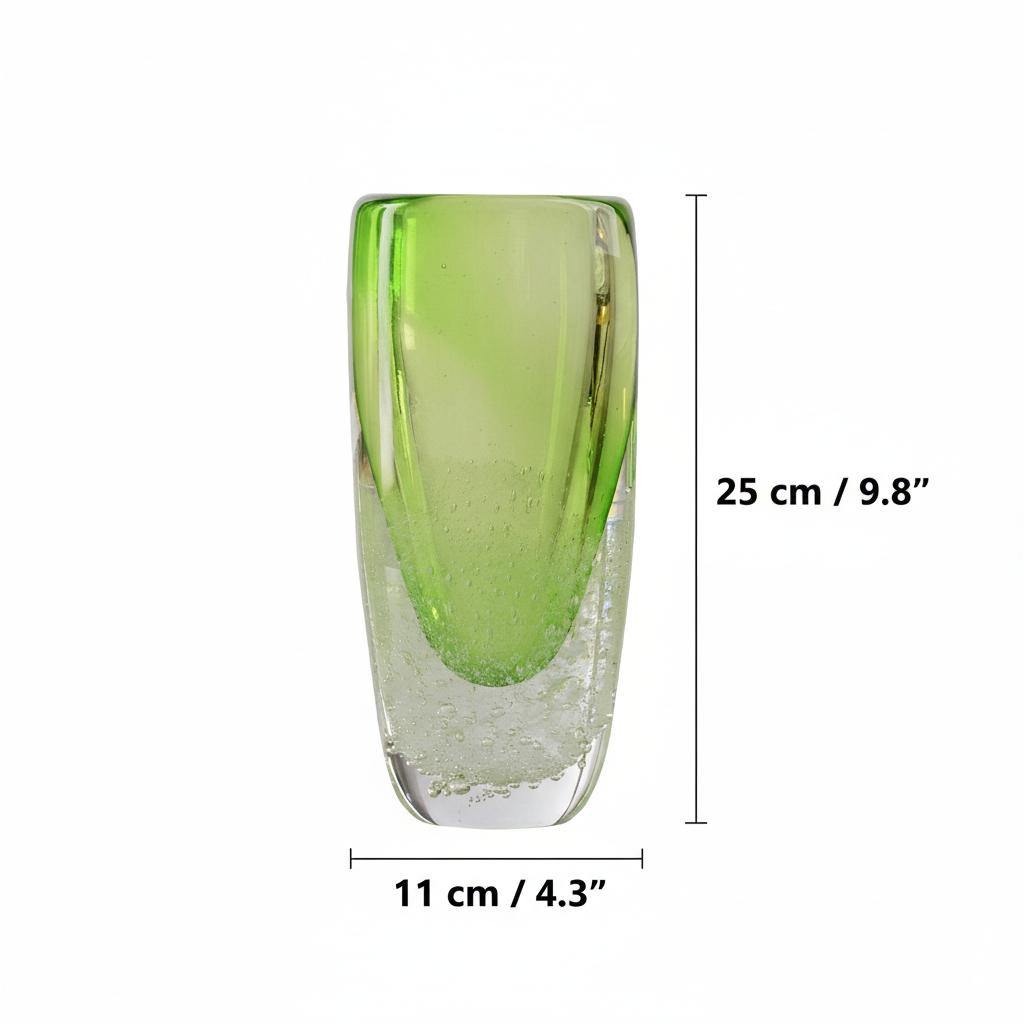 Medium green vase dimensions 25cm height
