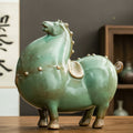 Green Glazed Ceramic Horse Sculpture