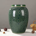 Green Patterned Porcelain Lidded Jar