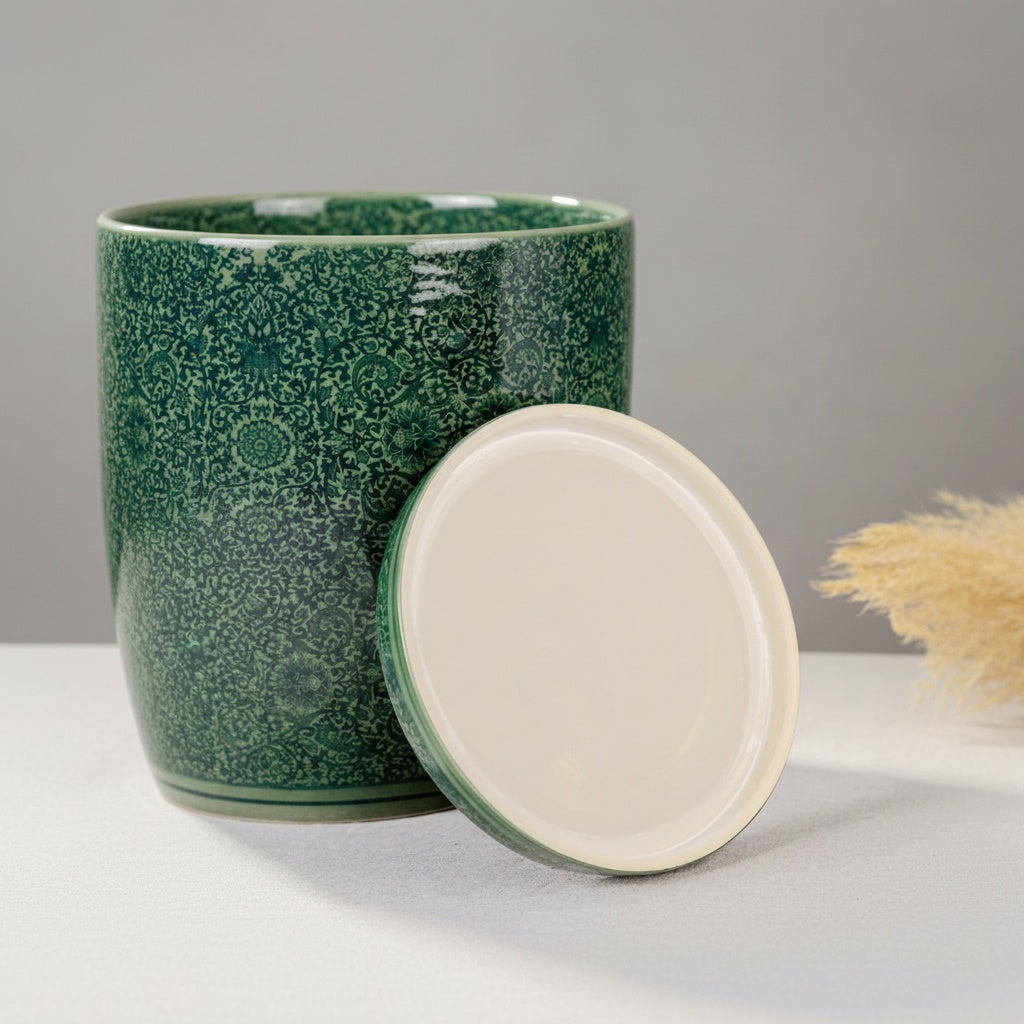 Underside of Lid for Green Porcelain Jar