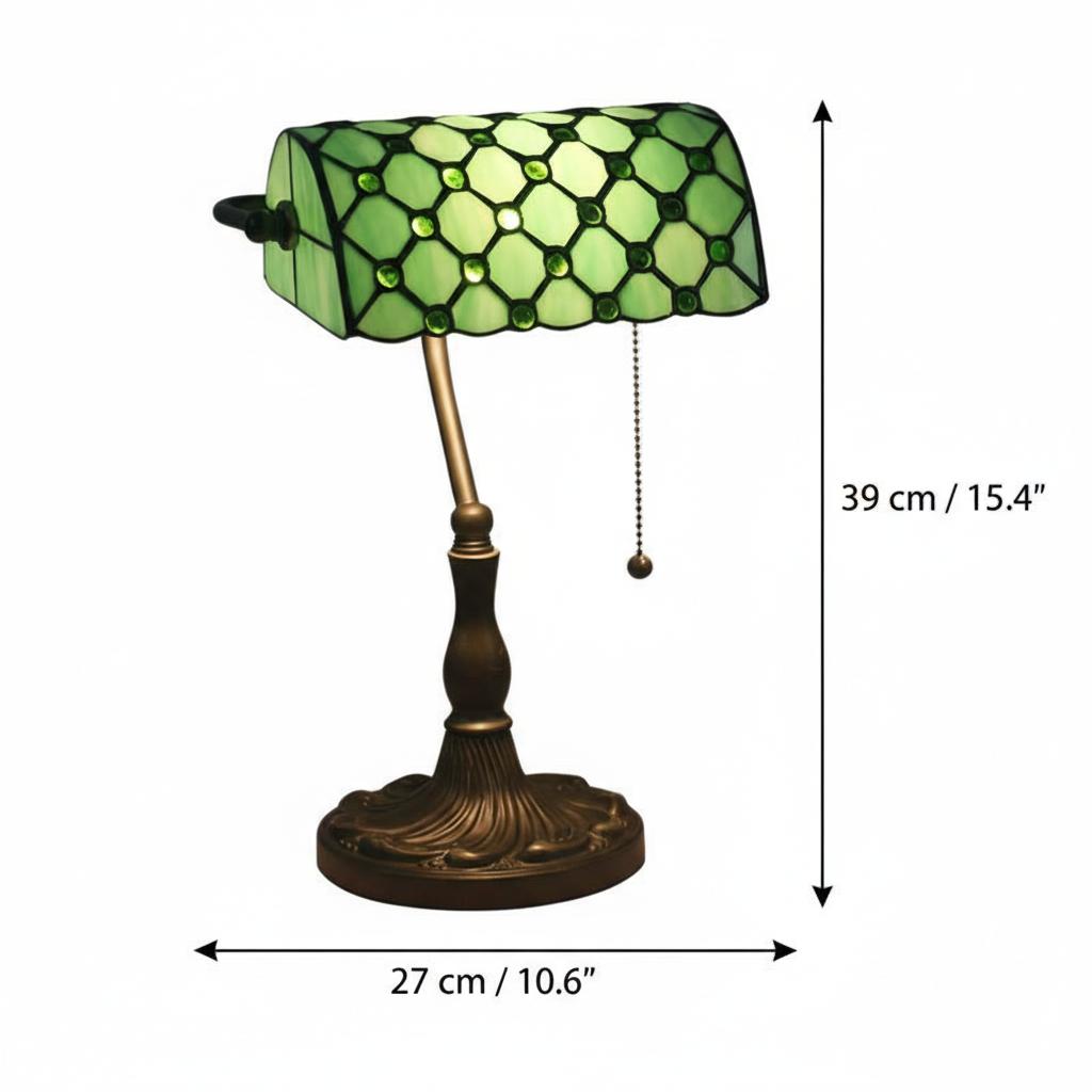 Dimensions of green banker lamp