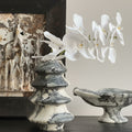 Grey and White Marble Tiered Sculptural Vase