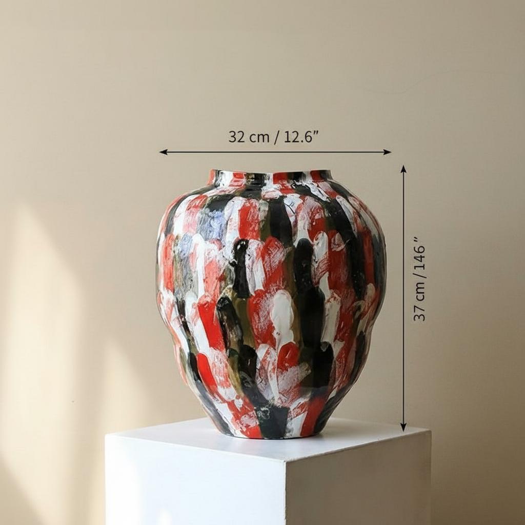 Dimensions diagram of abstract ceramic vase