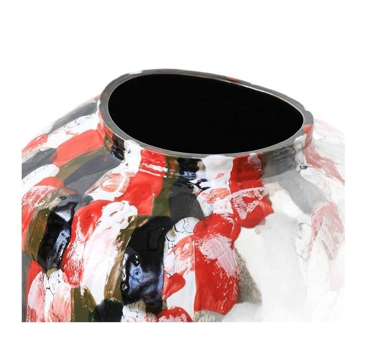 Top view of ceramic vase rim and interior