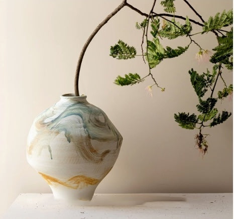 Single shot of medium abstract ceramic vase