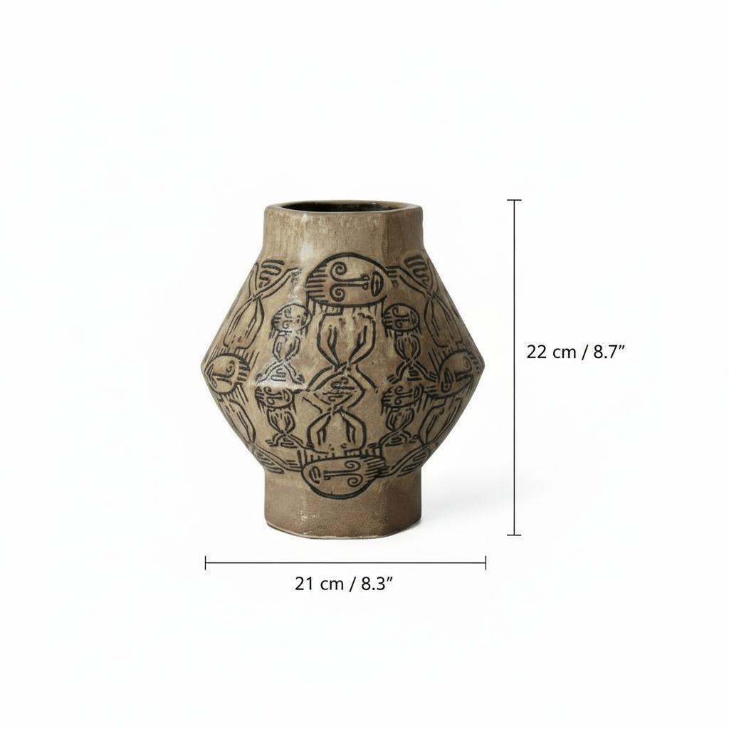 Dimensions of low version ceramic vase 22cm height
