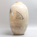 Front view of hand-painted ceramic koi ovoid vase