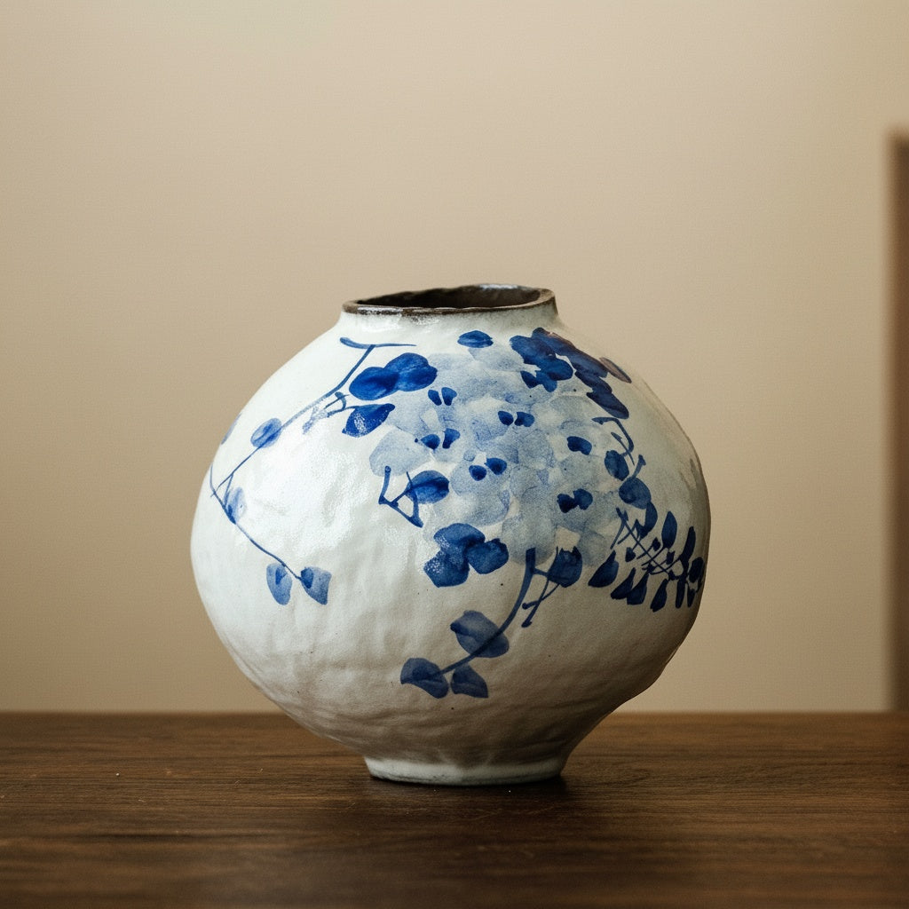 Hand-Painted Ceramic Spherical Vase