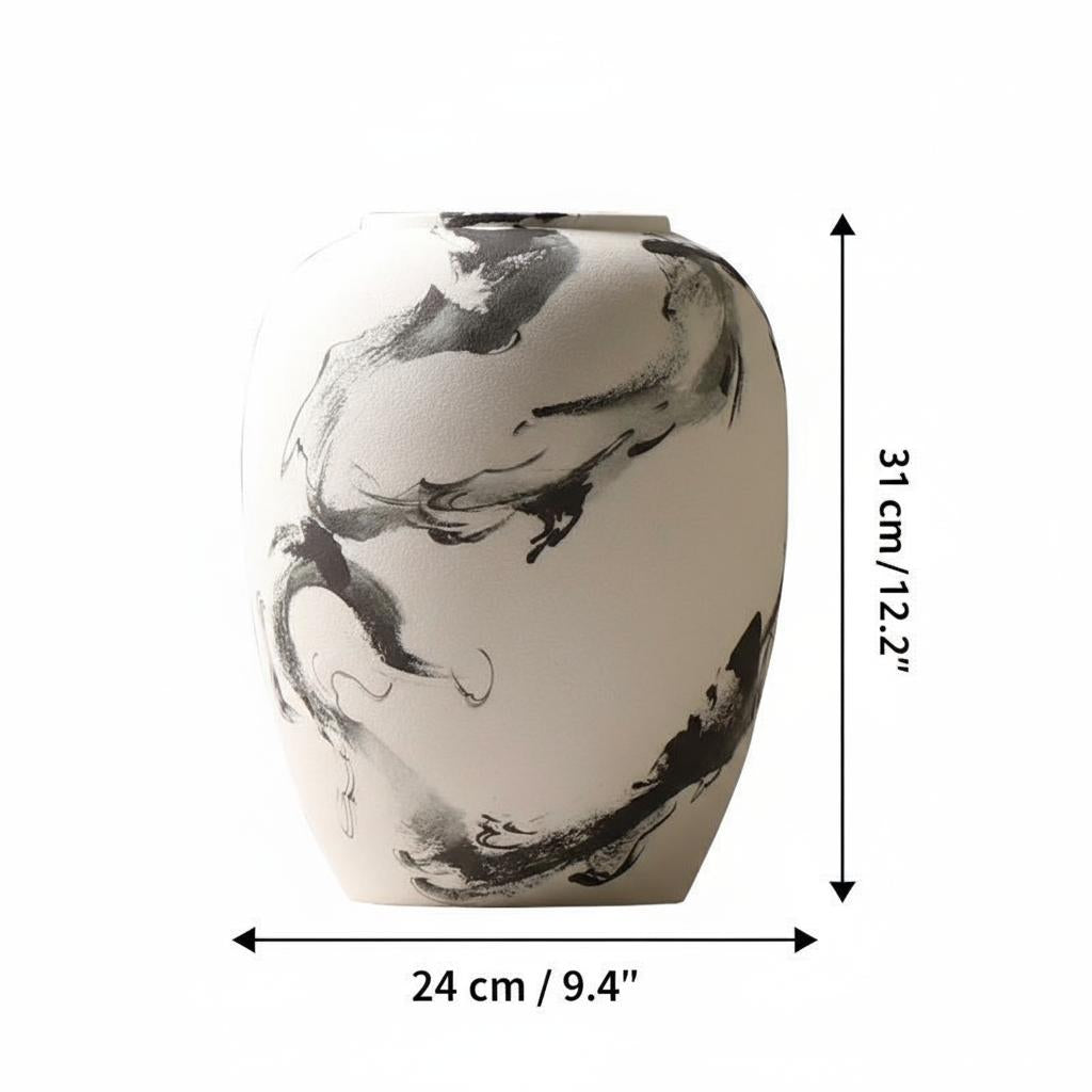 Dimensions of large ink wash ceramic vase