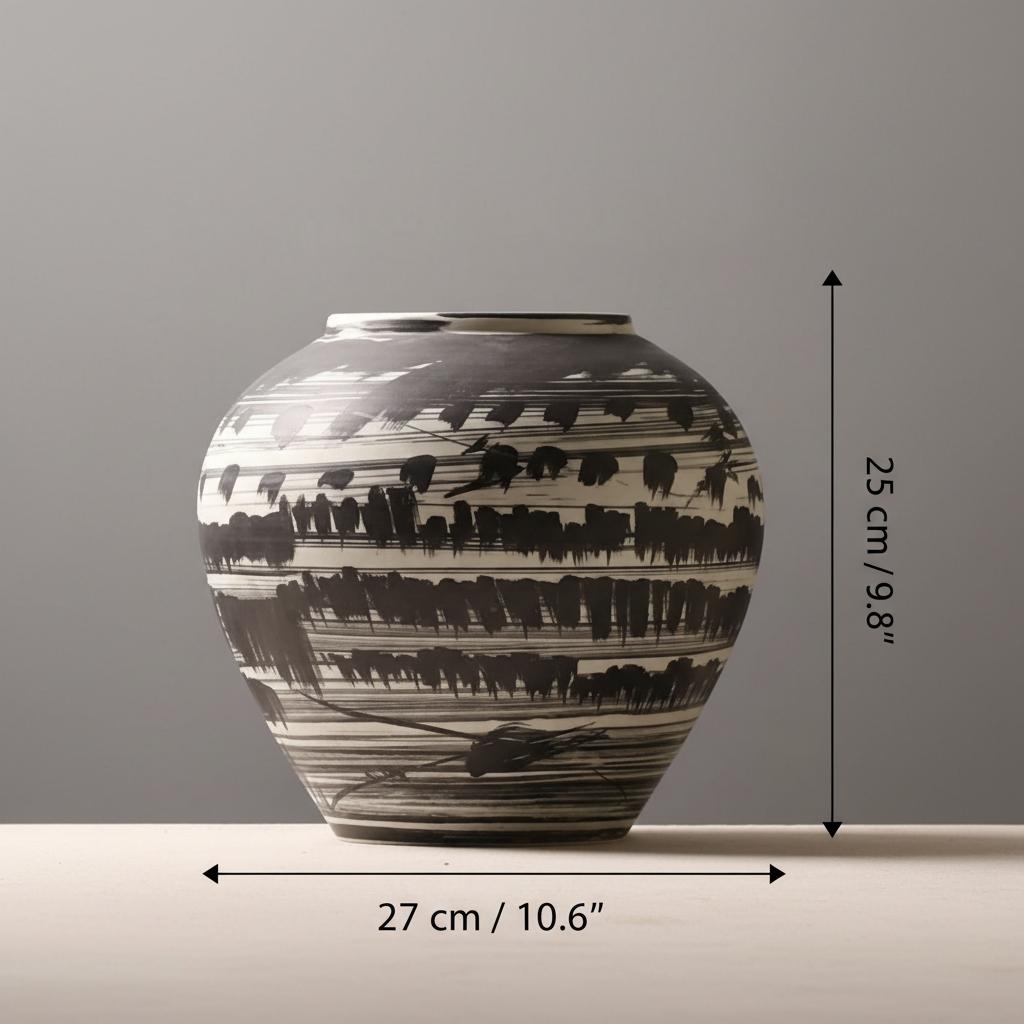 Dimensions of medium striped ceramic vase