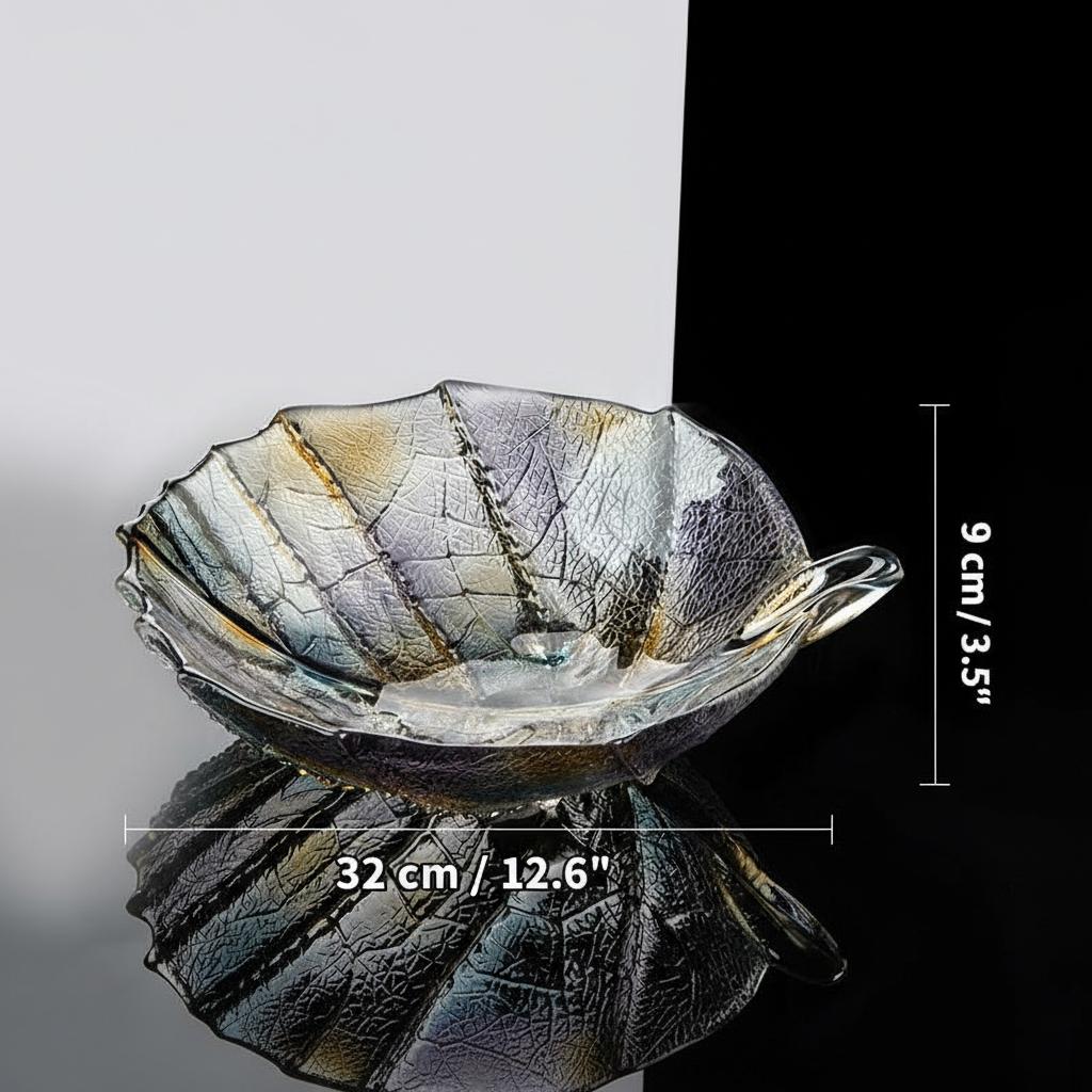 Glass leaf bowl dimensions and scale