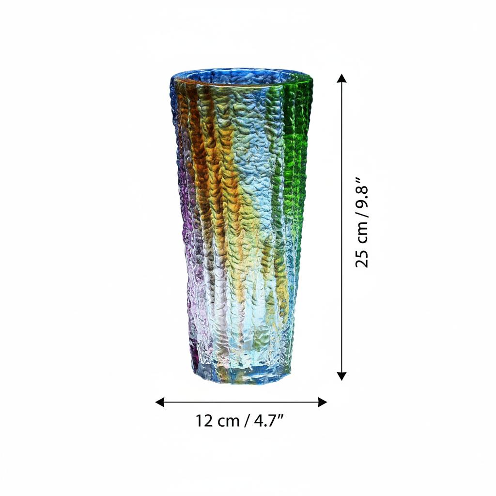Dimension diagram of the glass vase