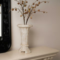 Ivory Carved Stone Pedestal Vase with dried botanicals