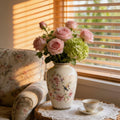 Ivory Ceramic Floral Vase with Flowers