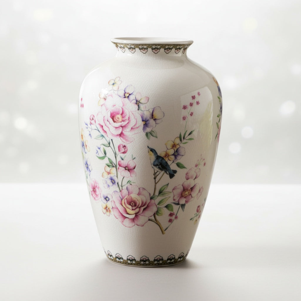 Ivory Ceramic Floral Vase Detail