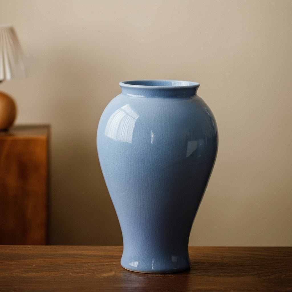 Light Blue Ceramic Baluster Vase
