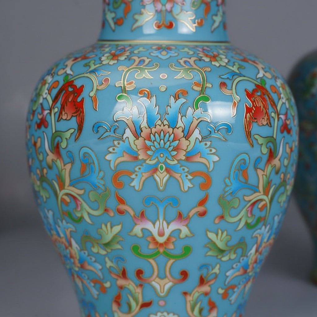 Light Blue Floral Porcelain Baluster Vase Pattern