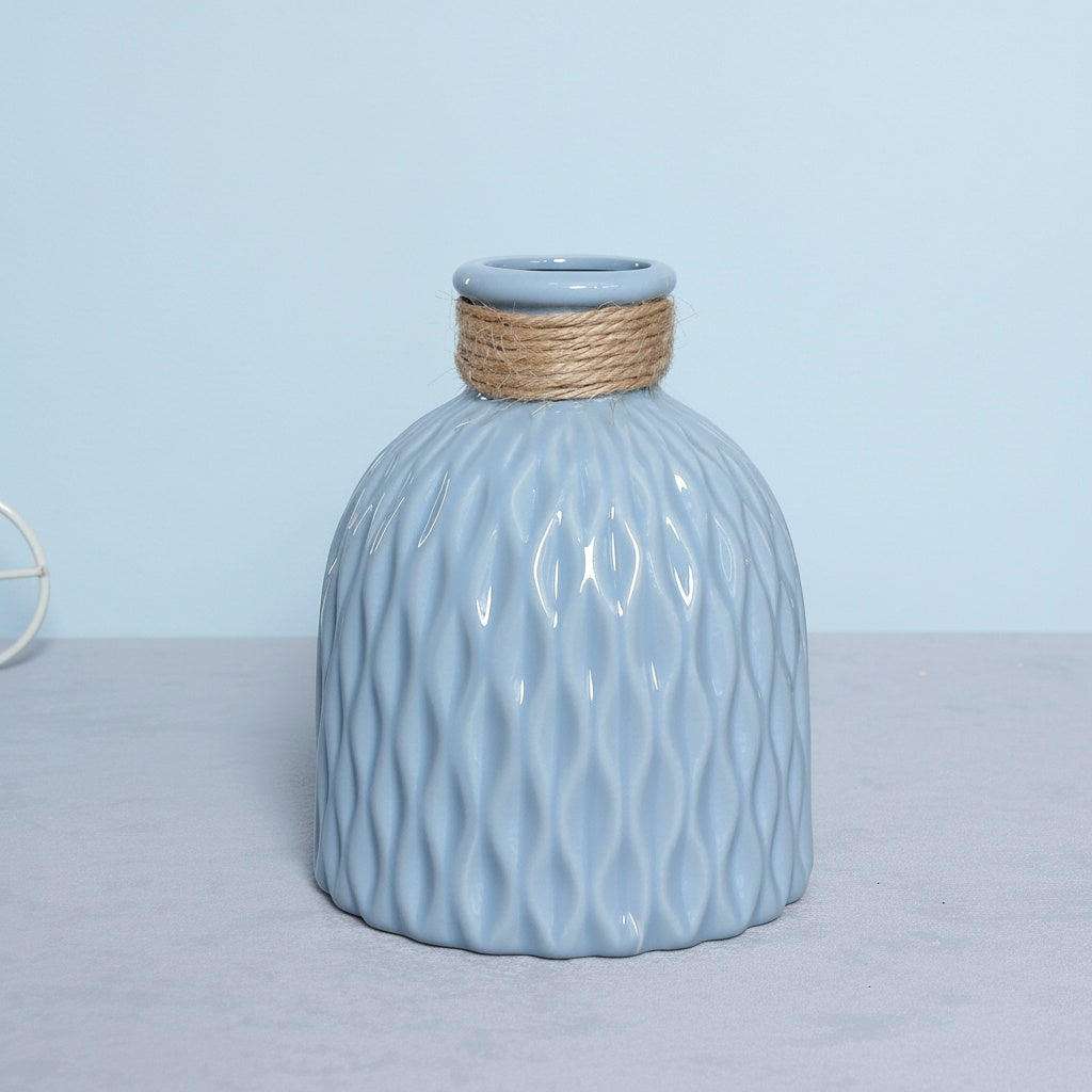 Light Blue Geometric Ceramic Vase