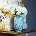 Light Blue Painted Porcelain Ovoid Vase