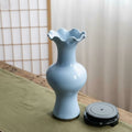 Light Blue Porcelain Ruffled Rim Vase
