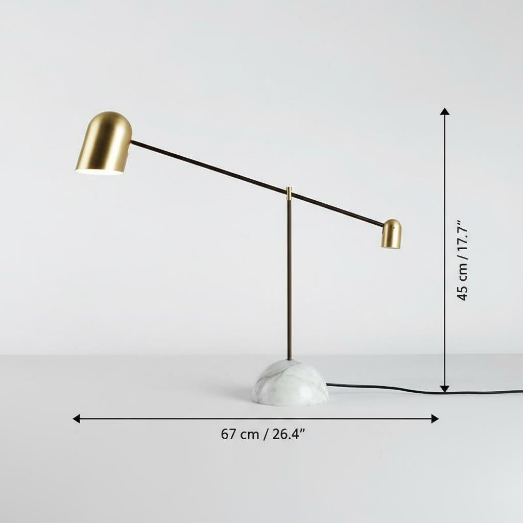 Dimensions of marble and brass table lamp