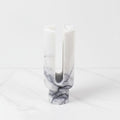 White marble u-shaped candle holder front view