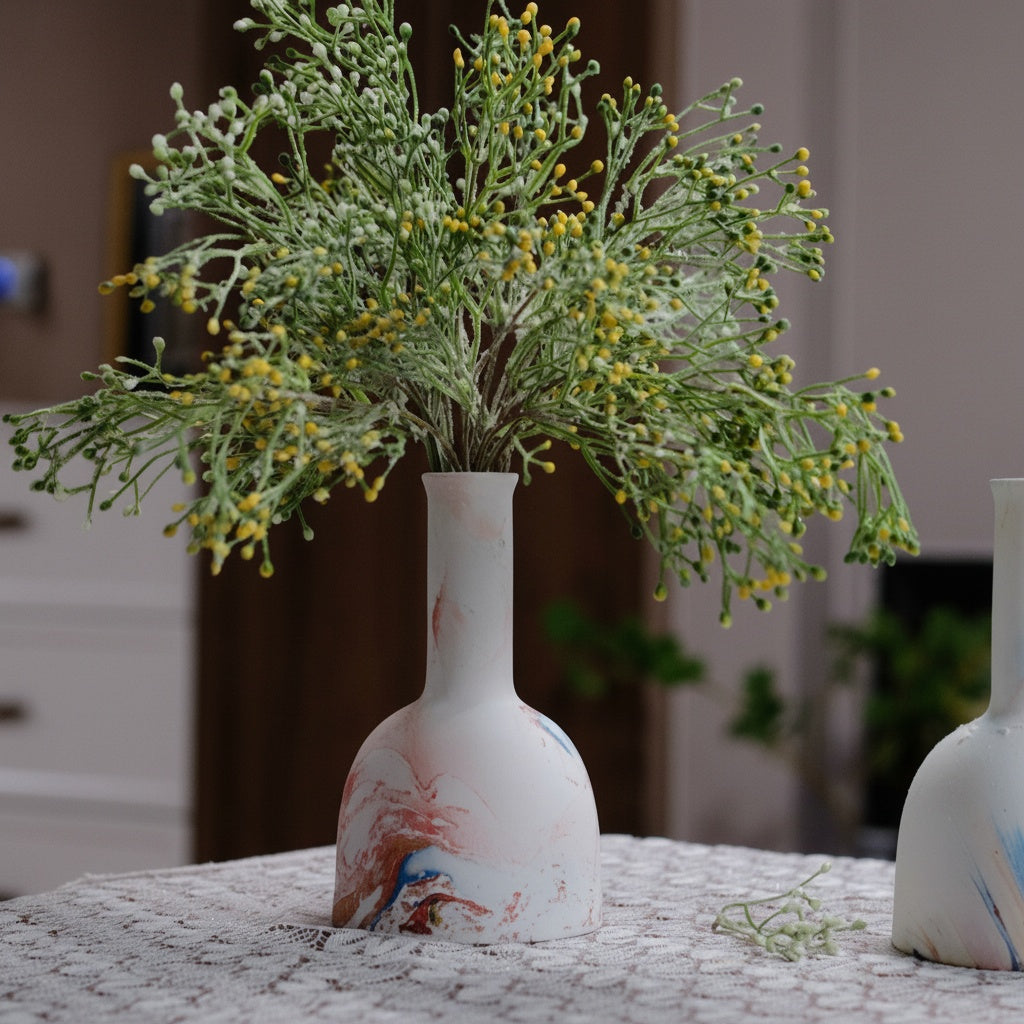 Marbled Ceramic Long Neck Vase