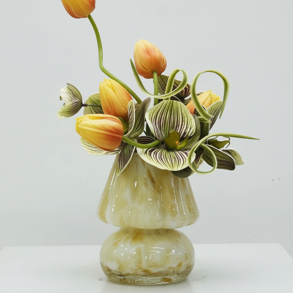Marbled Glass Mushroom Vase