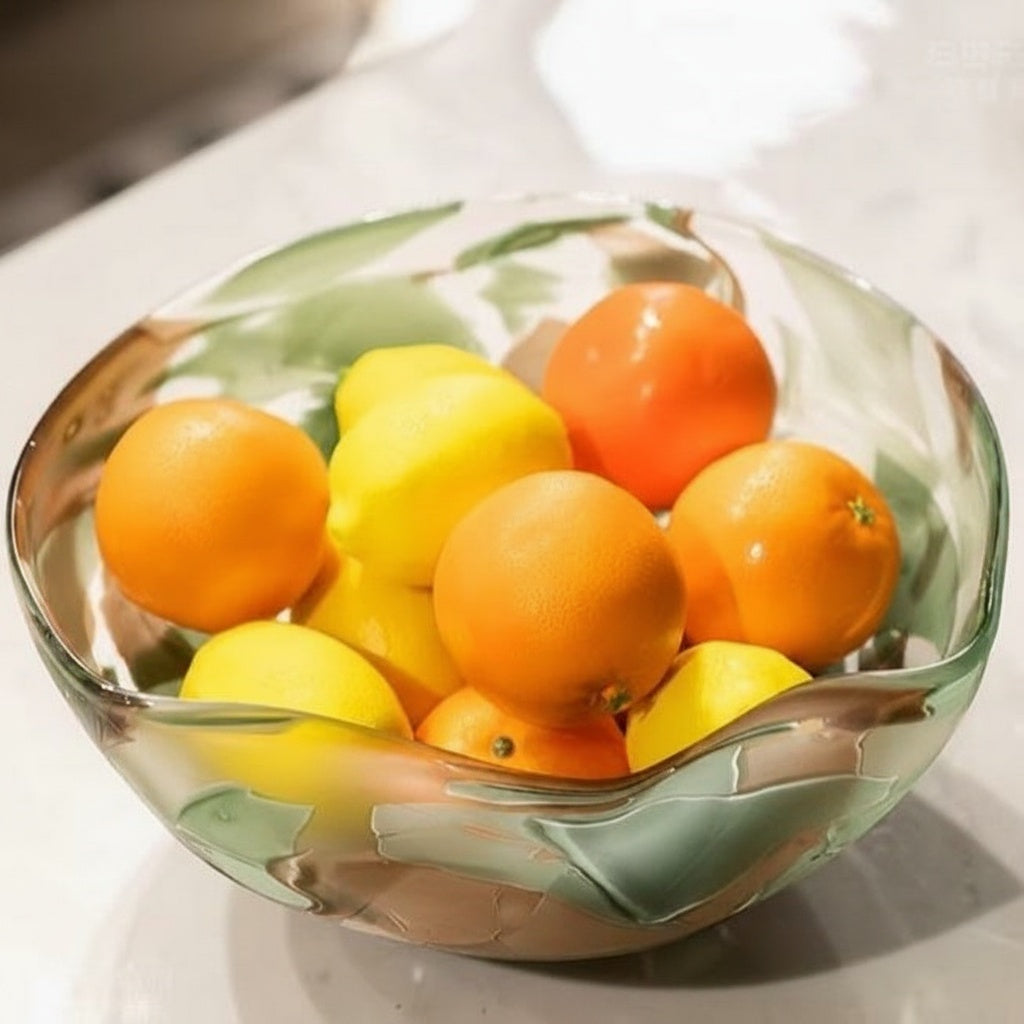 Marbled Glass Organic Centerpiece Bowl