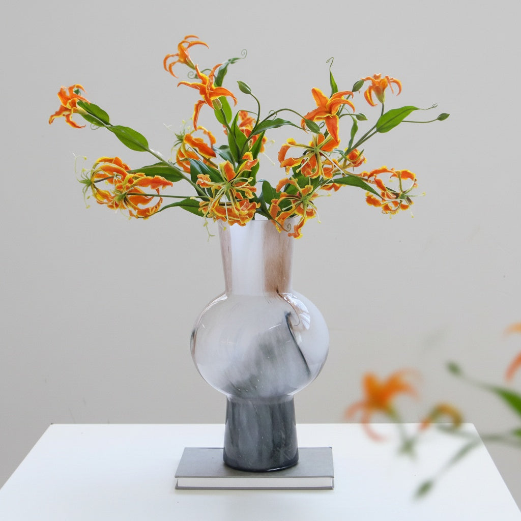 Marbled Glass Sculptural Vase