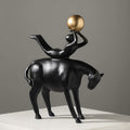 Matte Black And Gold Abstract Equestrian Sculpture