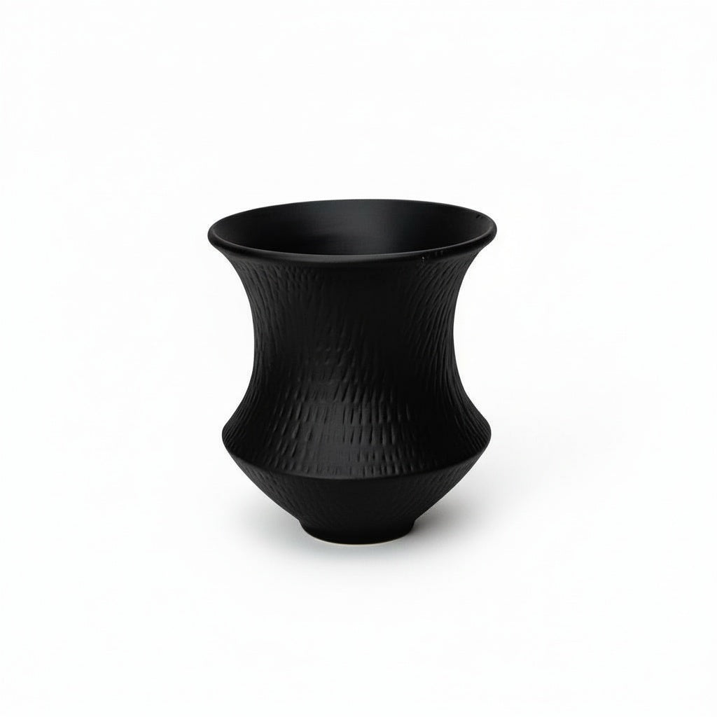 Matte Black Ceramic Flared Vase