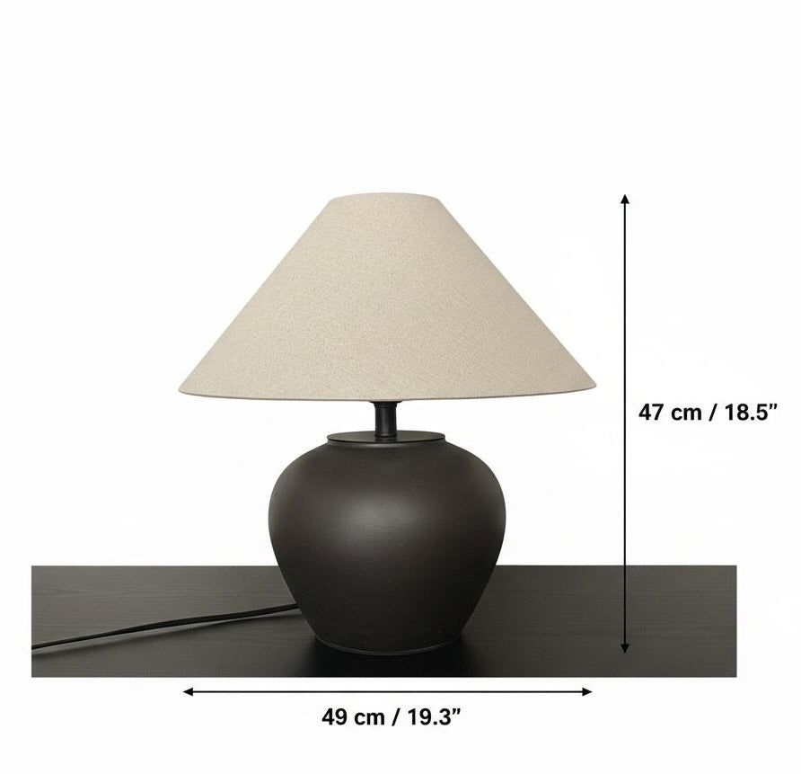 Dimensions of matte black ceramic table lamp