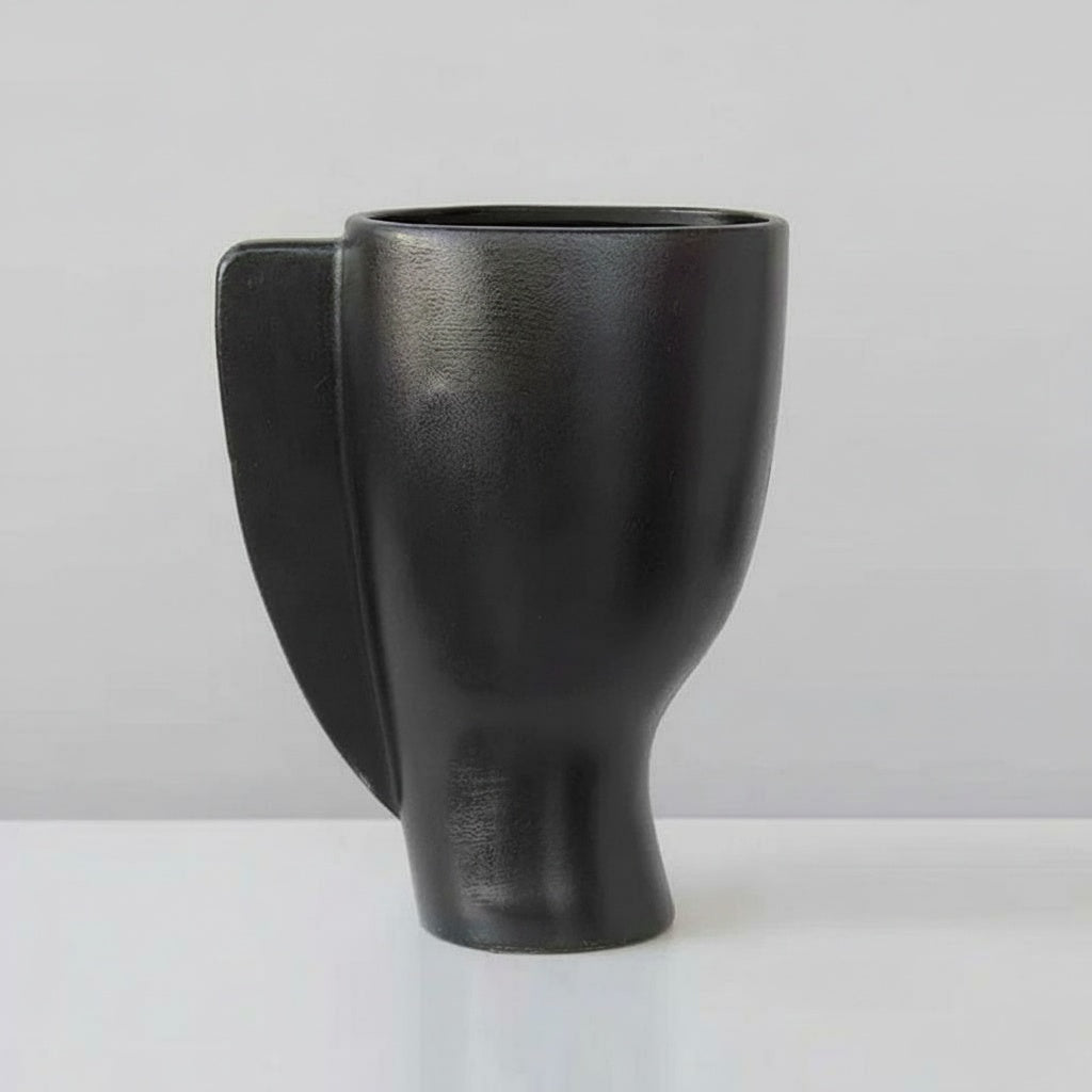 Matte Black Ceramic Sculptural Vase