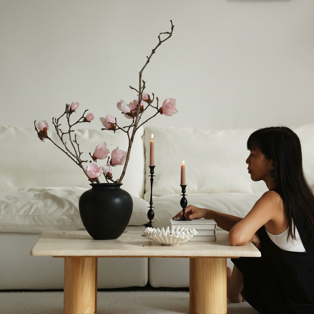 Matte Black Round Vase
