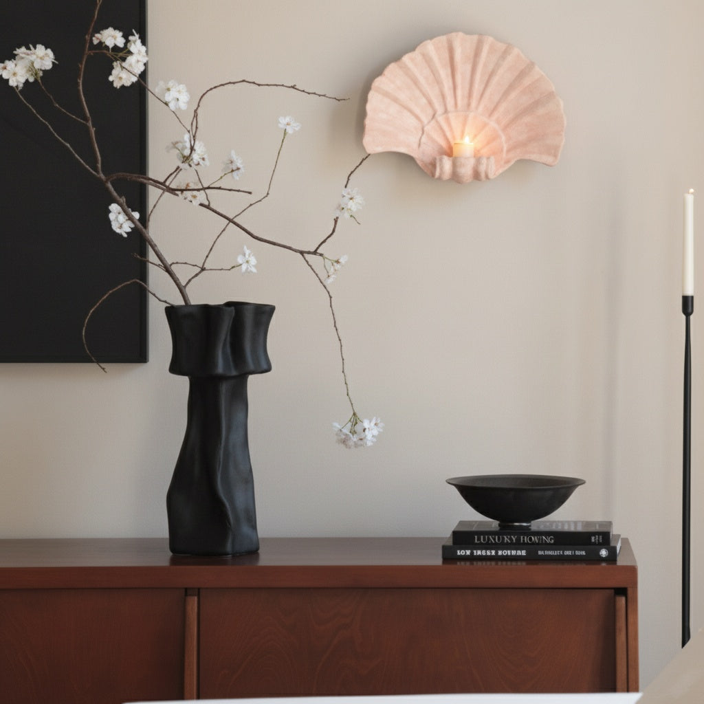 Matte Black Sculptural Ceramic Vase