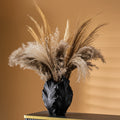 Matte Black Textured Leaf Vase Styled