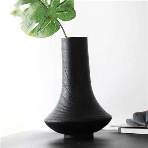 Large size black resin vase with tapered neck