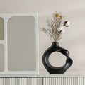 Matte Black Twisted Circular Vase