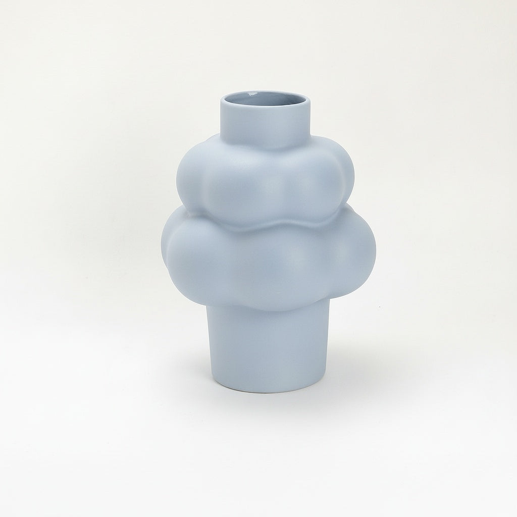 Matte Blue Ceramic Sculptural Vase