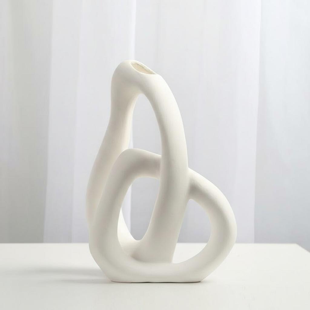 Close up of white matte ceramic sculptural curve