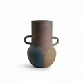 Matte Ceramic Color-Block Handled Vase
