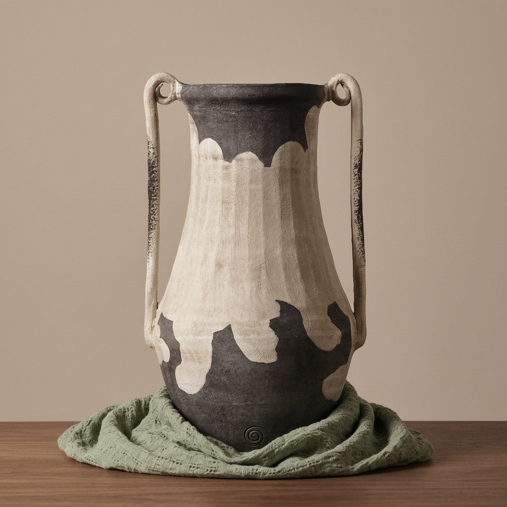 Matte Ceramic Dual Handled Vase