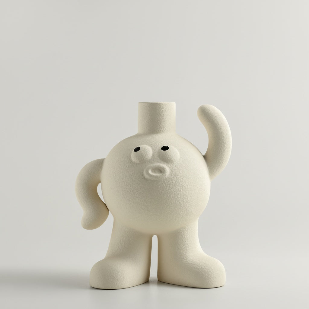 Matte Ceramic Figural Vase Front View
