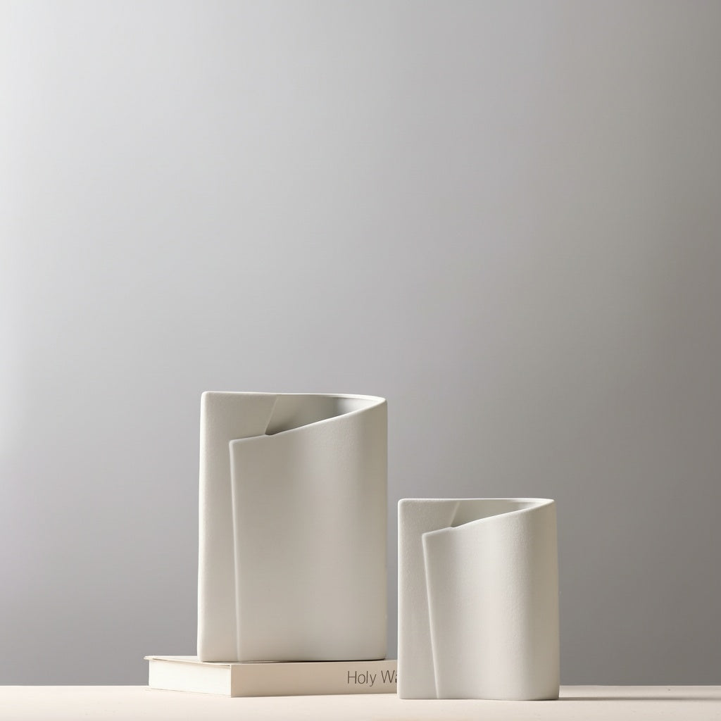 Matte Ceramic Folded Vase in two sizes