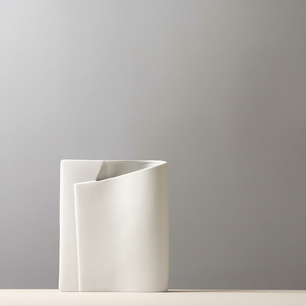 Matte Ceramic Folded Vase